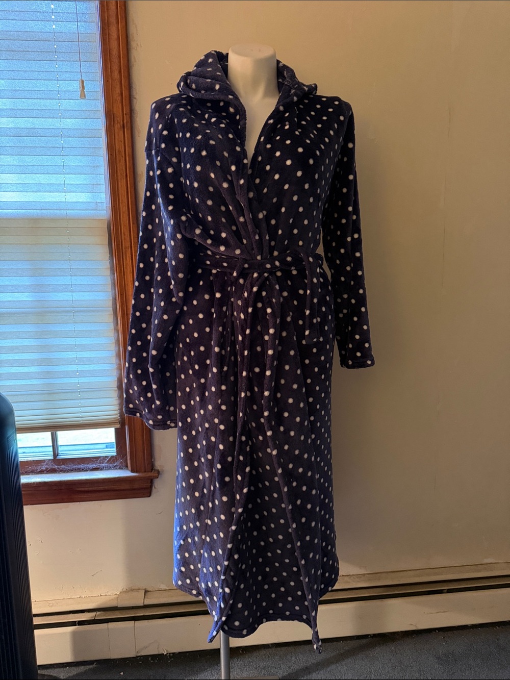 Love this Robe Cozy Navy Polka Dot Hooded Robe with Belt